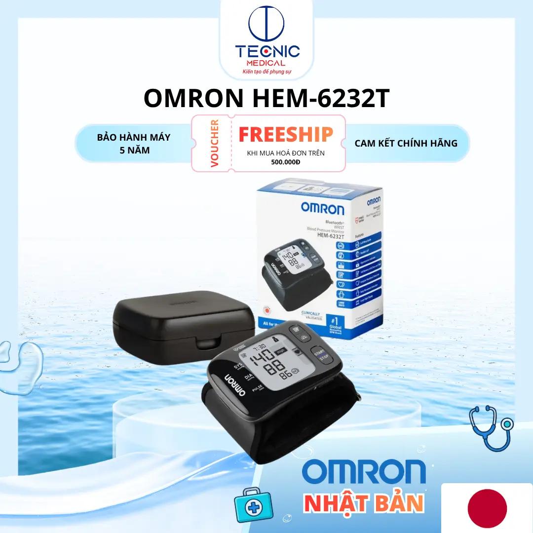 Máy đo huyết áp cổ tay điện tử Omron HEM-6232T